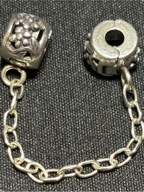 Silver Safety Chain Charm Connector Bracelet Accessory floral pattern